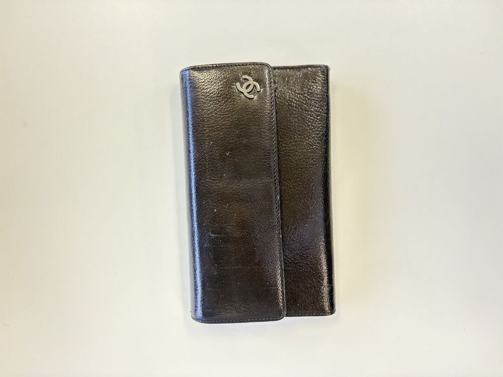 Chanel Black Leather CC Long Flap Wallet